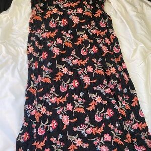 LOFT Black Dress with Floral Design